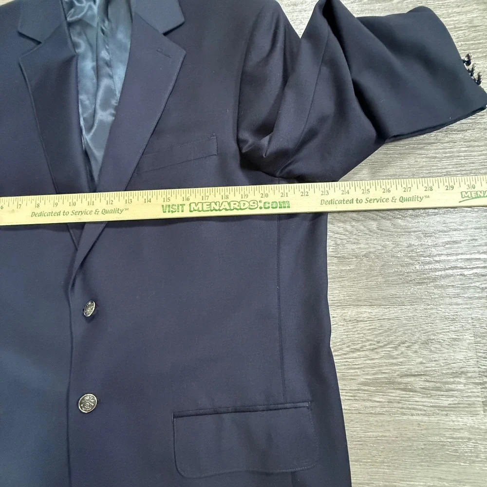 Mens Navy Blue Blazer Silver Crest Buttons Two Button Sport Coat Jacket